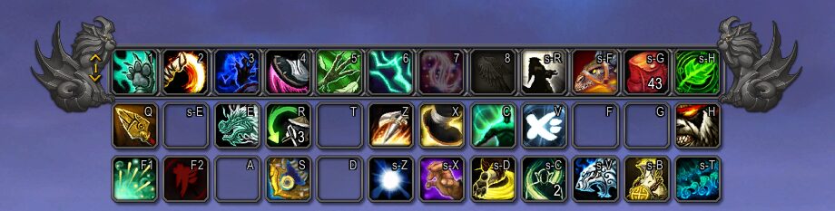 Windwalker Monk action bars and spells.